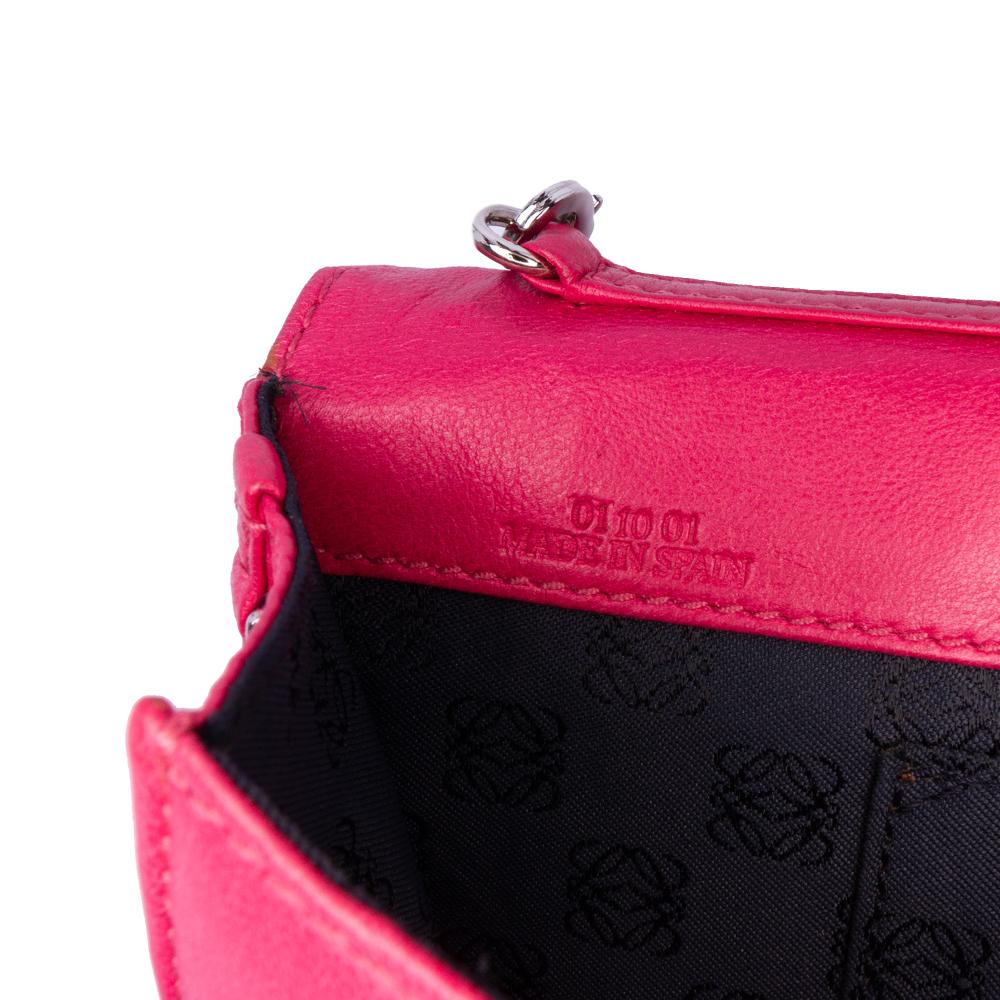 Loewe AB LOEWE Pink Nappa Leather Leather Anagram Nappa Bow Tie Clutch with Chain Spain