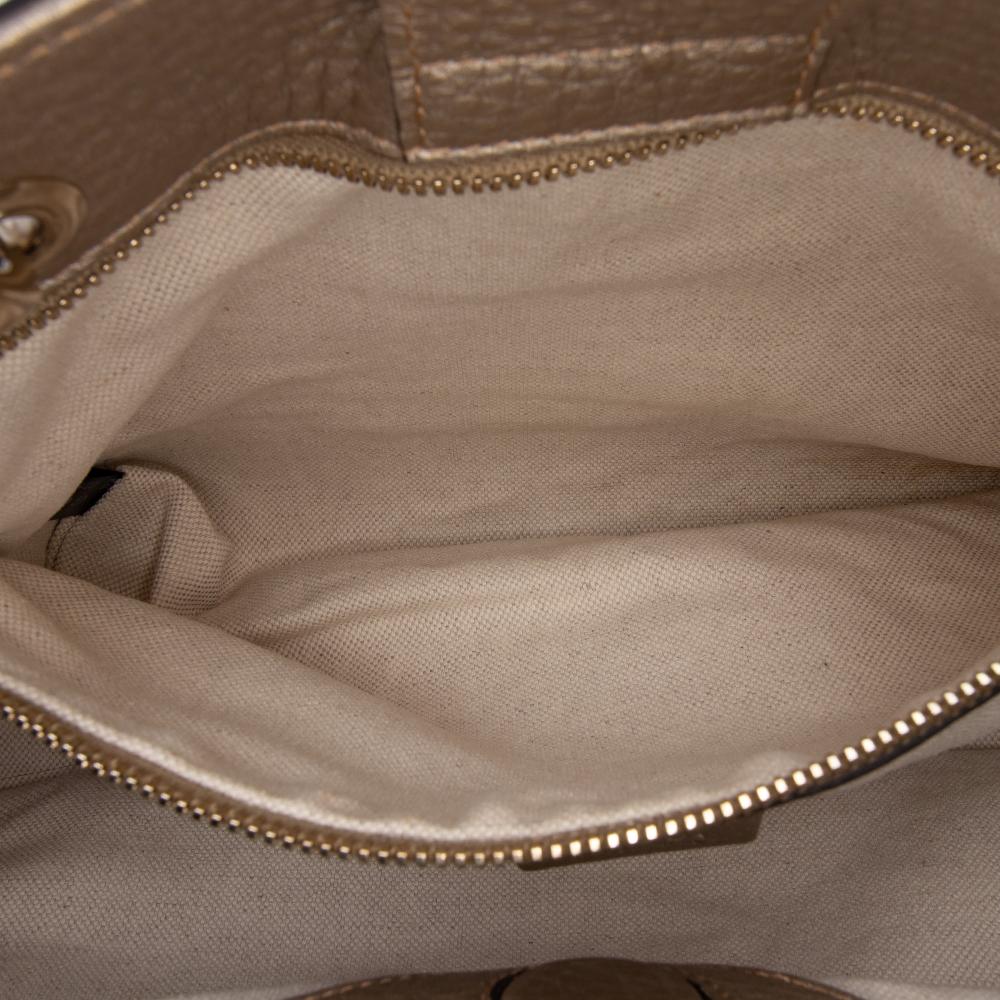 Gucci B Gucci Gold Calf Leather Medium skin Bamboo Shopper Satchel Italy