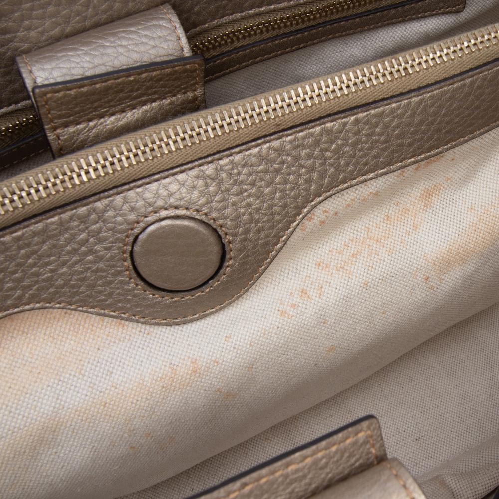 Gucci B Gucci Gold Calf Leather Medium skin Bamboo Shopper Satchel Italy