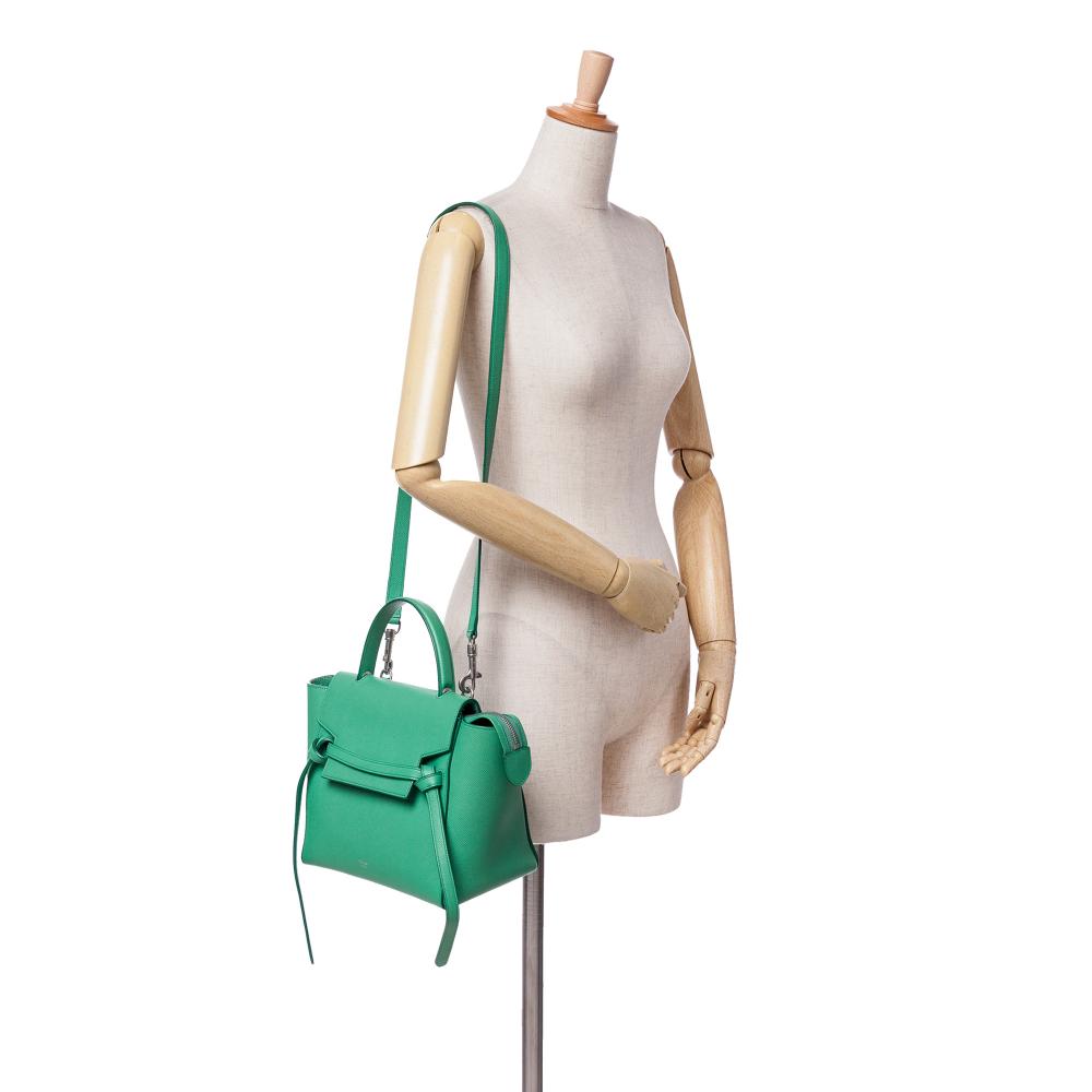 Celine B Celine Green Calf Leather Mini Grained skin Belt Bag Italy