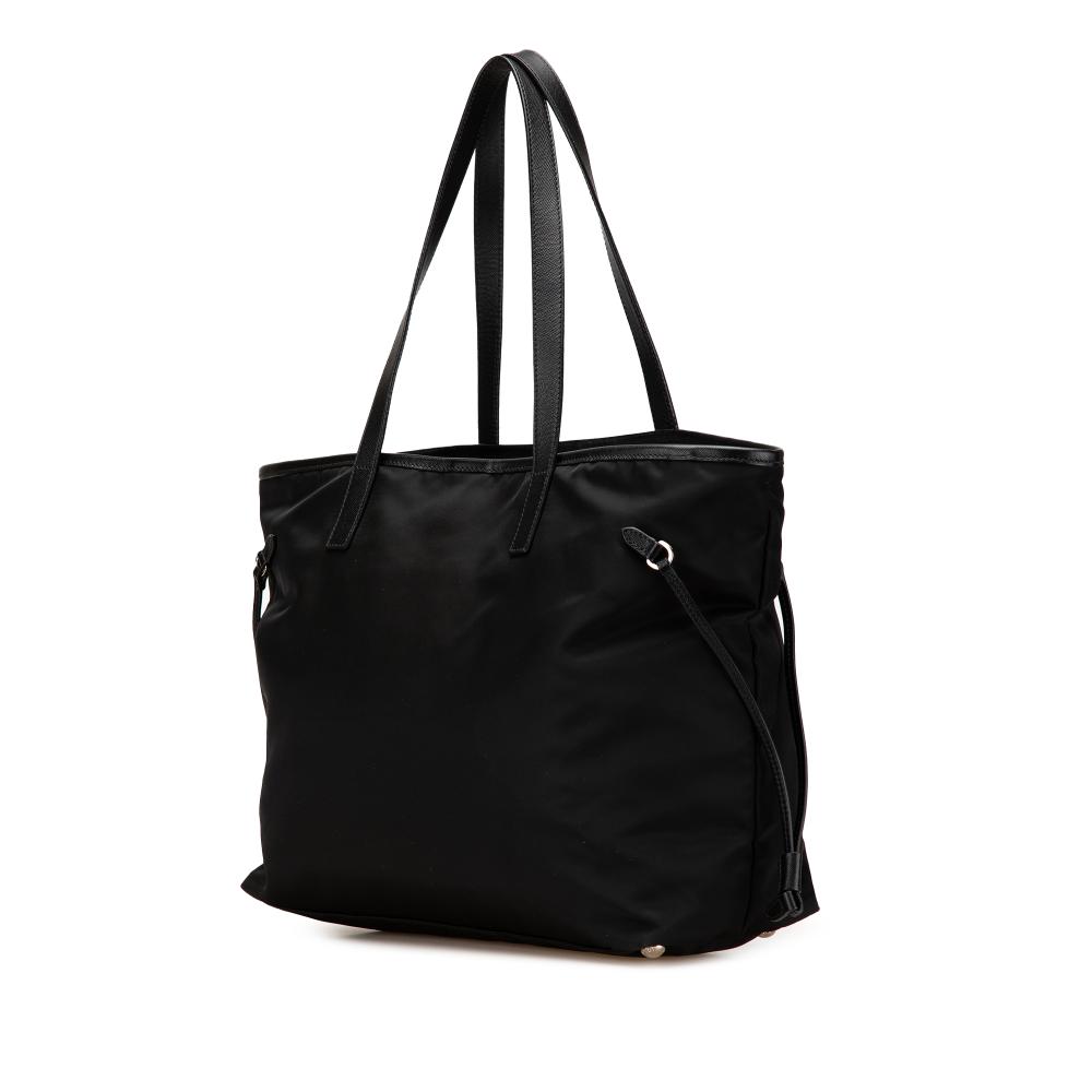 Prada B Prada Black Nylon Fabric Tessuto Saffiano Trimmed Open Convertible Tote Romania