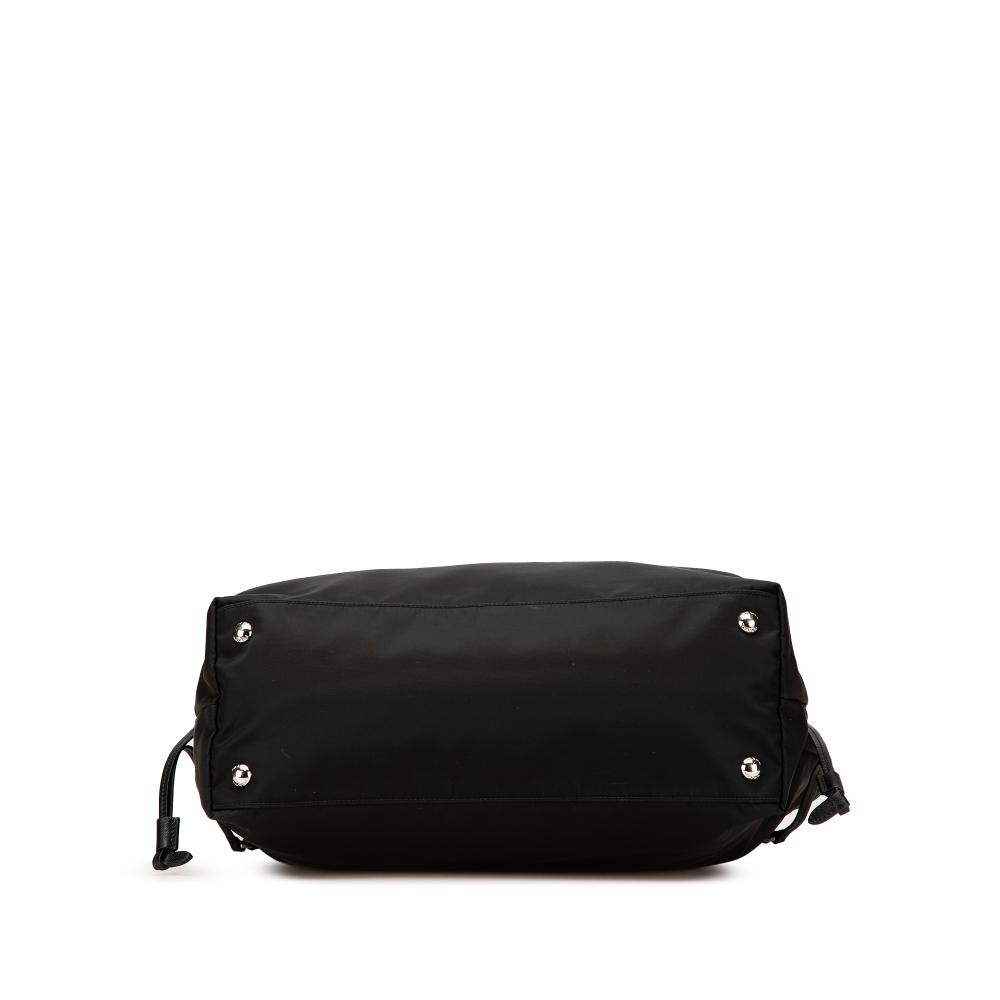 Prada B Prada Black Nylon Fabric Tessuto Saffiano Trimmed Open Convertible Tote Romania