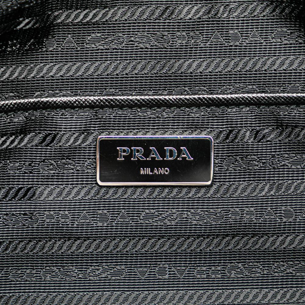 Prada B Prada Black Nylon Fabric Tessuto Saffiano Trimmed Open Convertible Tote Romania