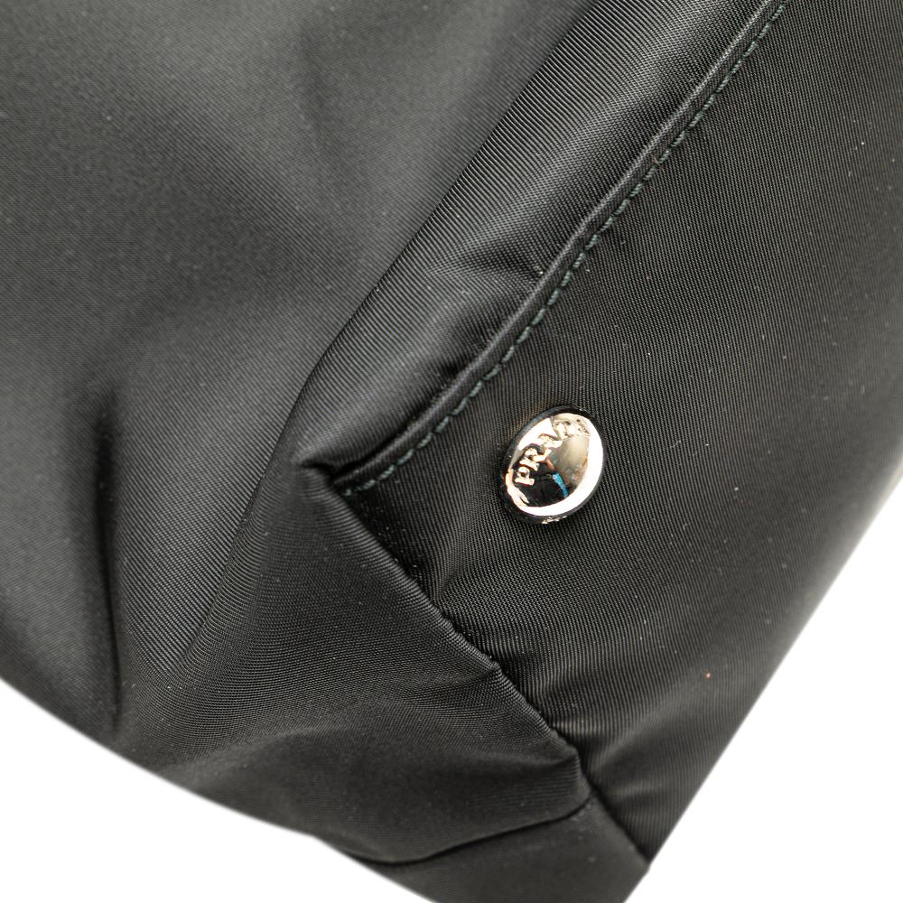 Prada B Prada Black Nylon Fabric Tessuto Saffiano Trimmed Open Convertible Tote Romania