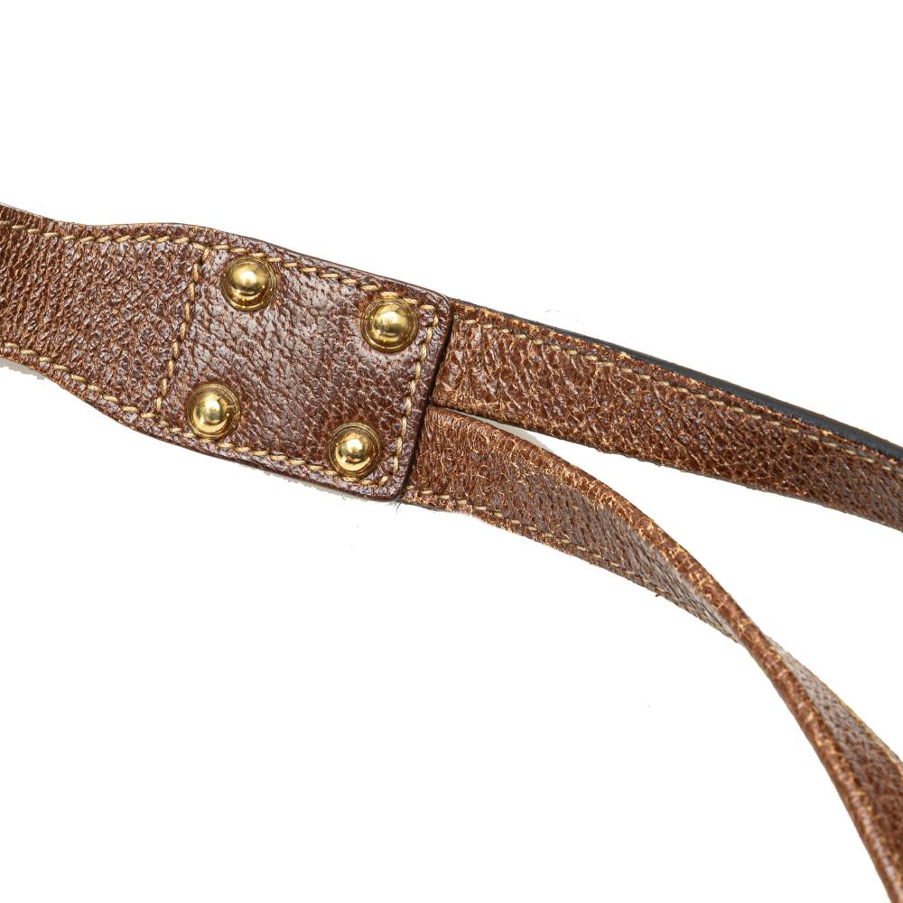 Gucci B Gucci Brown Beige Canvas Fabric GG Crossbody Italy