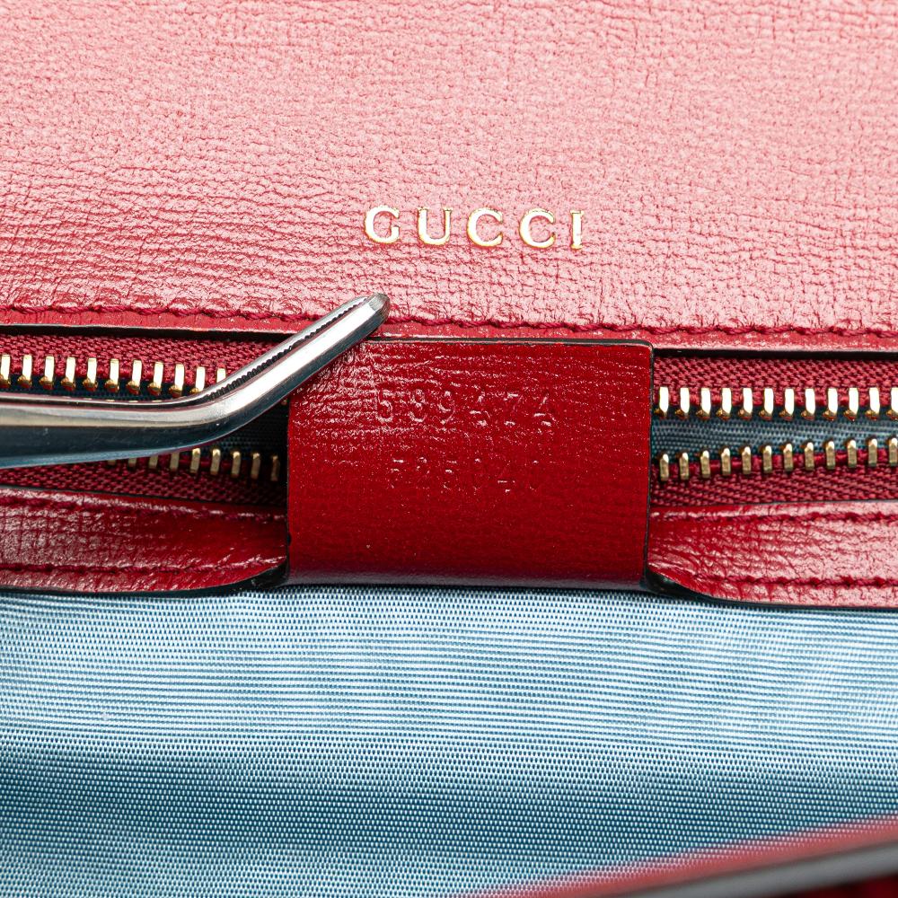 Gucci B Gucci Red Calf Leather Small Textured skin GG Ring Torchon Crossbody Italy