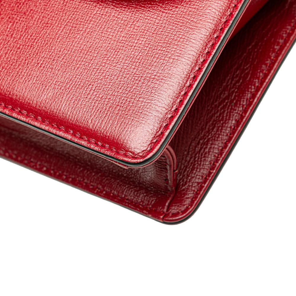 Gucci B Gucci Red Calf Leather Small Textured skin GG Ring Torchon Crossbody Italy