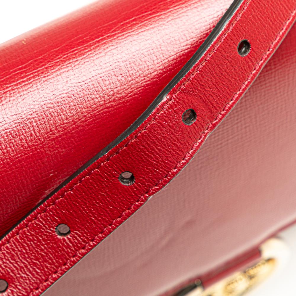 Gucci B Gucci Red Calf Leather Small Textured skin GG Ring Torchon Crossbody Italy