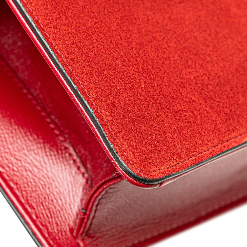 Gucci B Gucci Red Suede Leather Small GG Ring Torchon Crossbody Italy