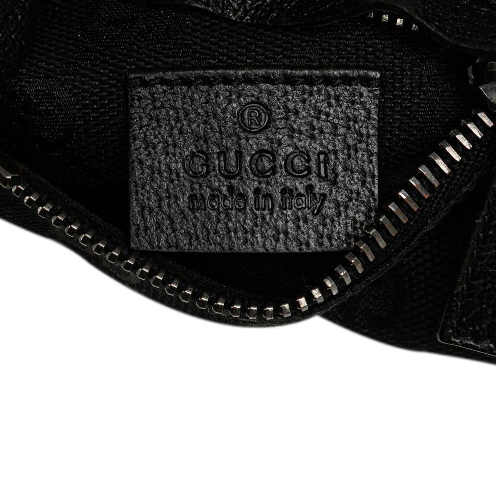Gucci B Gucci Black Canvas Fabric GG Double Pocket Belt Bag Italy