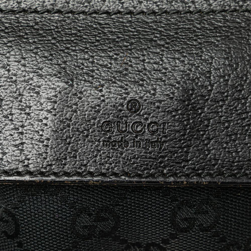 Gucci B Gucci Black Canvas Fabric GG Double Pocket Belt Bag Italy