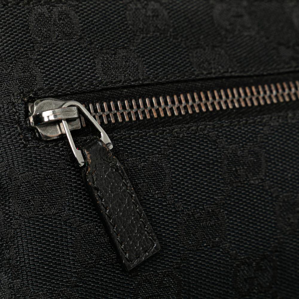 Gucci B Gucci Black Canvas Fabric GG Double Pocket Belt Bag Italy