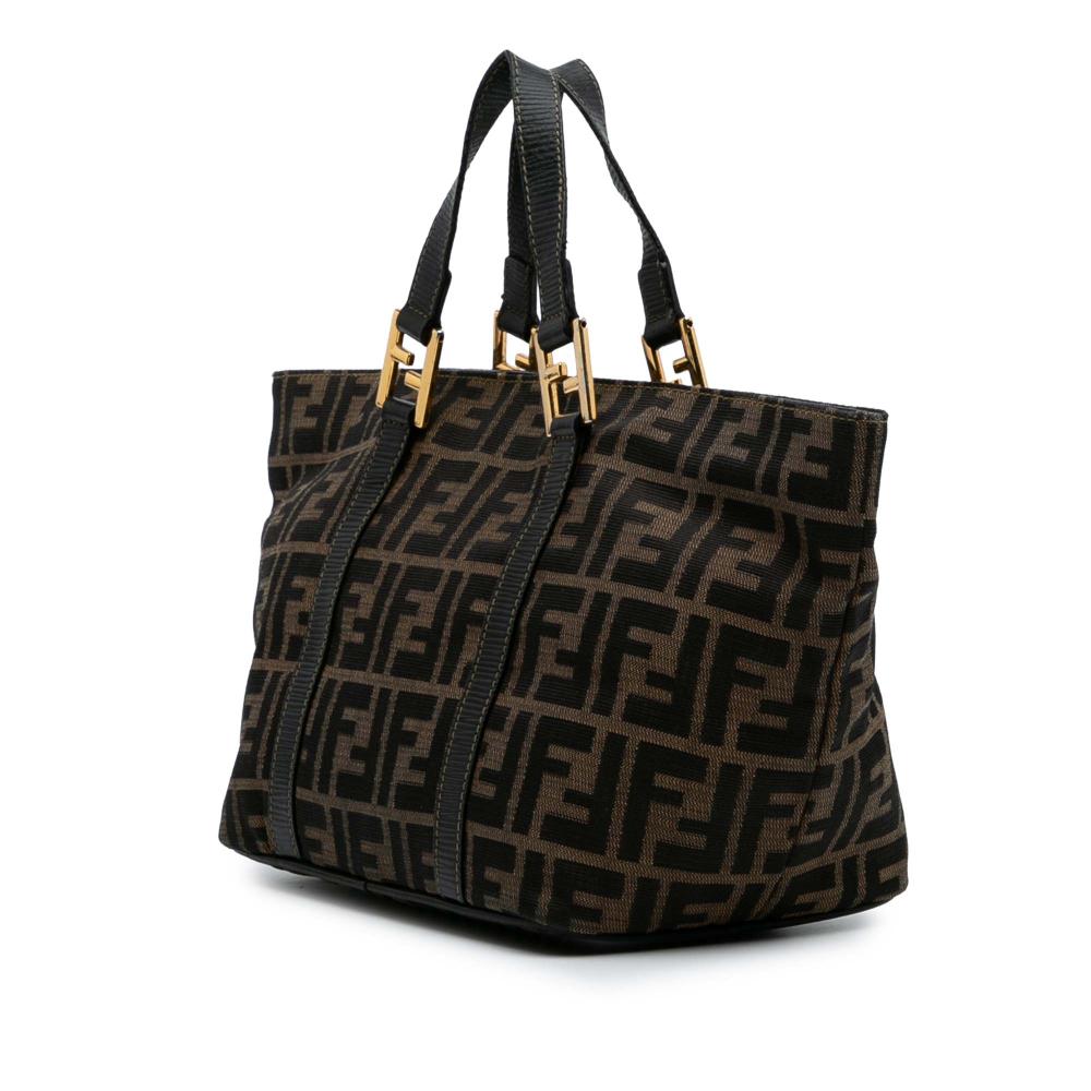 Fendi B Fendi Brown Canvas Fabric Zucca Tote Italy