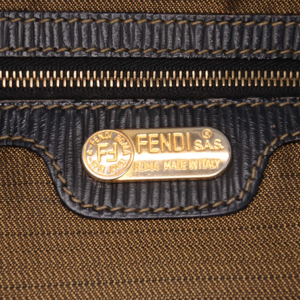 Fendi B Fendi Brown Canvas Fabric Zucca Tote Italy