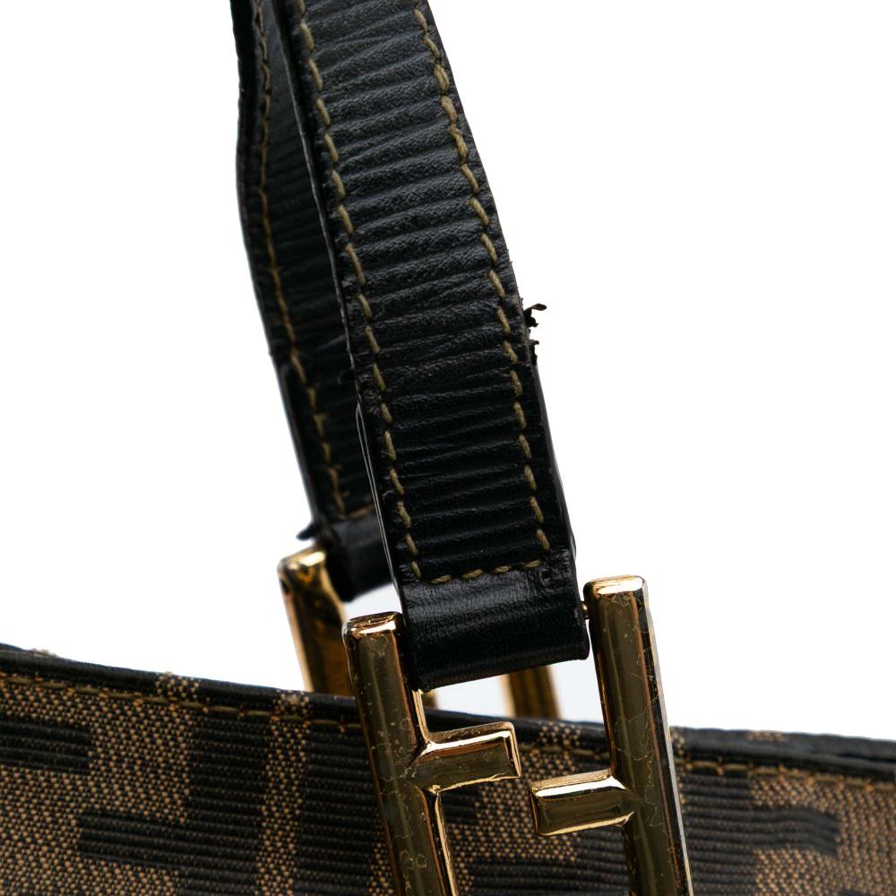 Fendi B Fendi Brown Canvas Fabric Zucca Tote Italy