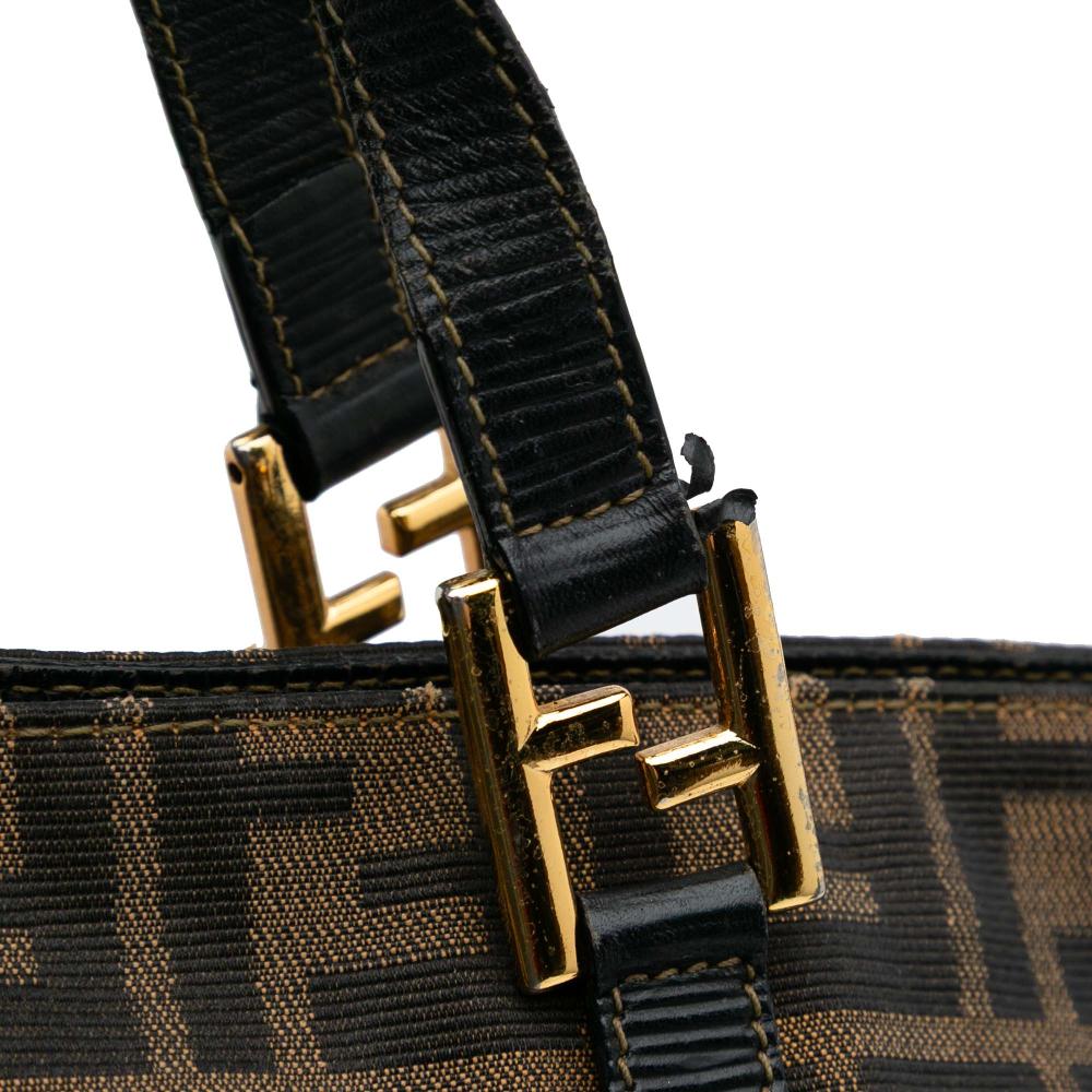 Fendi B Fendi Brown Canvas Fabric Zucca Tote Italy