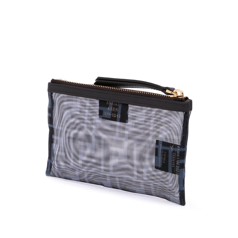 Fendi AB Fendi Gray Mesh Fabric FF Pouch Italy
