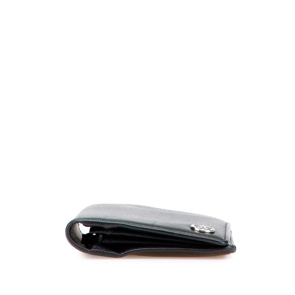 Chanel B Chanel Black Calf Leather Lambskin CC Button Long Wallet Italy