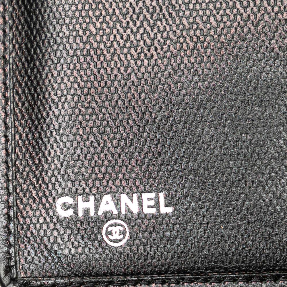Chanel B Chanel Black Calf Leather Lambskin CC Button Long Wallet Italy