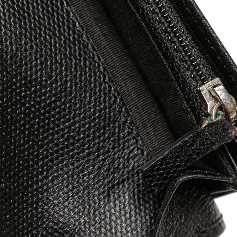 Chanel B Chanel Black Calf Leather Lambskin CC Button Long Wallet Italy