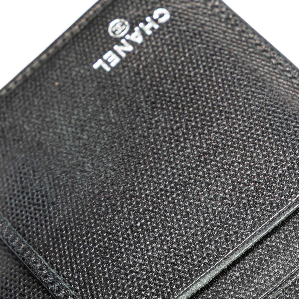 Chanel B Chanel Black Calf Leather Lambskin CC Button Long Wallet Italy