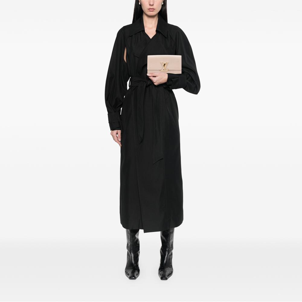 Louis Vuitton B Louis Vuitton Brown Beige Calf Leather Taurillon Capucines Wallet France