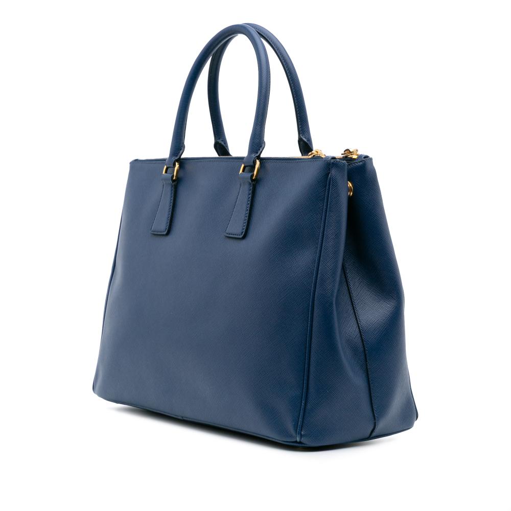 Prada B Prada Blue Saffiano Leather Large Lux Galleria Double Zip Tote Italy