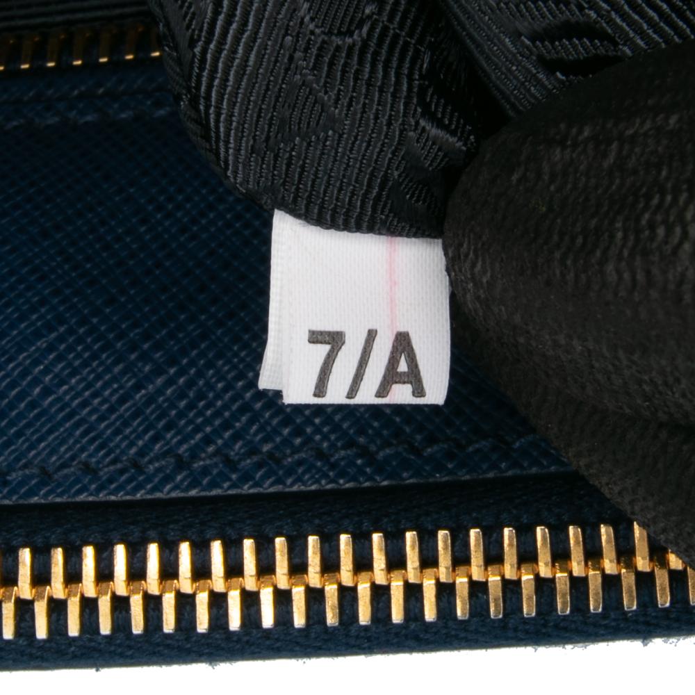 Prada B Prada Blue Saffiano Leather Large Lux Galleria Double Zip Tote Italy