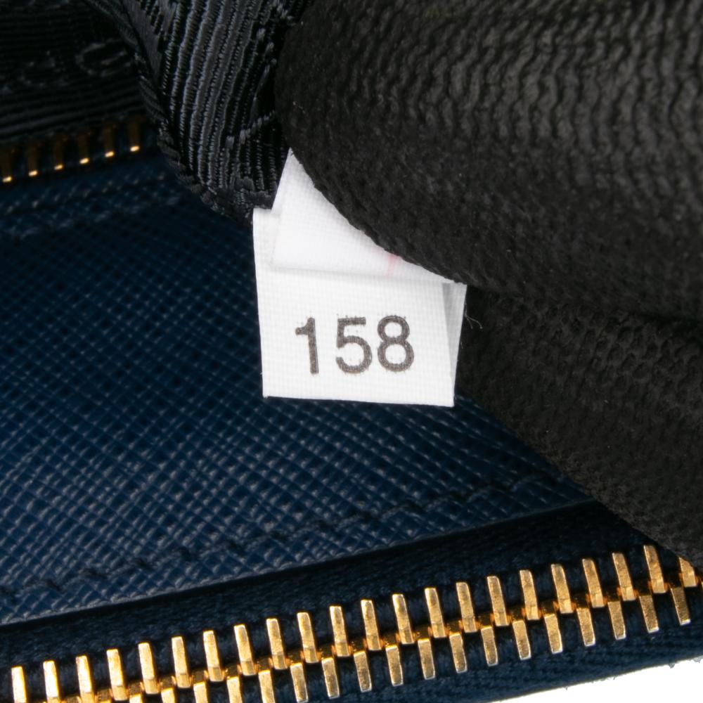 Prada B Prada Blue Saffiano Leather Large Lux Galleria Double Zip Tote Italy