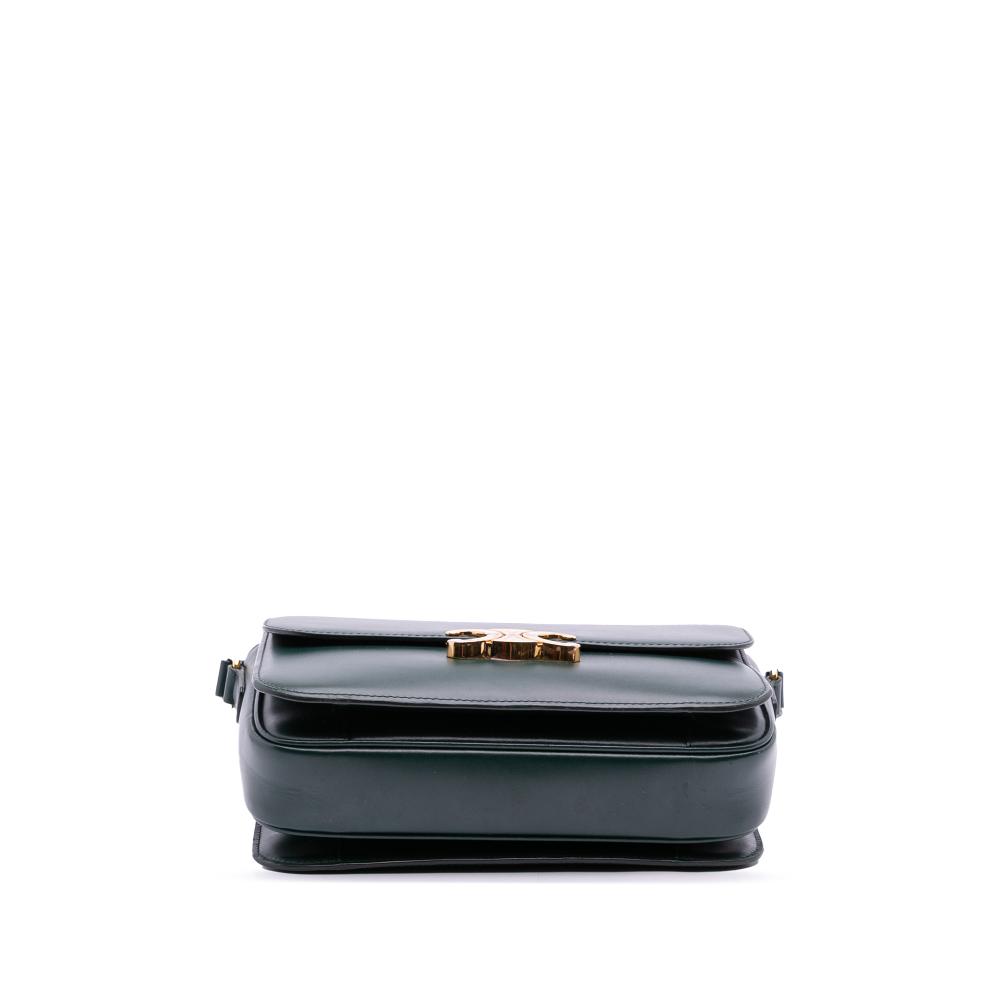 Celine B Celine Green Dark Green Calf Leather Classique Shiny skin Triomphe Crossbody Italy
