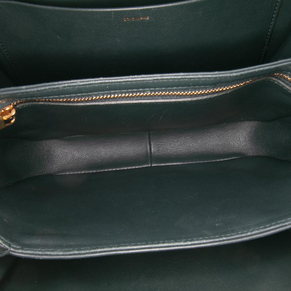 Celine B Celine Green Dark Green Calf Leather Classique Shiny skin Triomphe Crossbody Italy