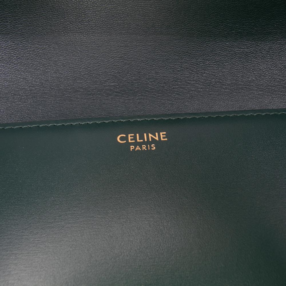 Celine B Celine Green Dark Green Calf Leather Classique Shiny skin Triomphe Crossbody Italy