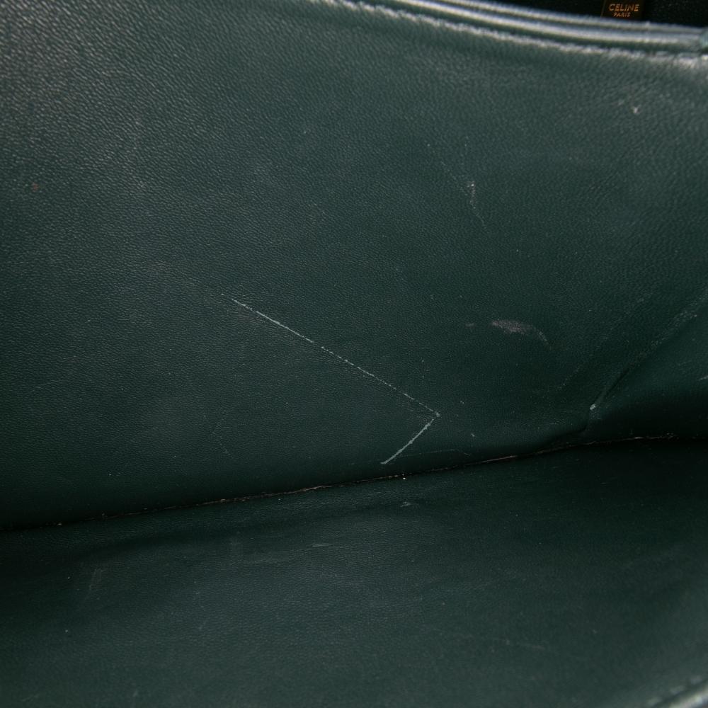 Celine B Celine Green Dark Green Calf Leather Classique Shiny skin Triomphe Crossbody Italy