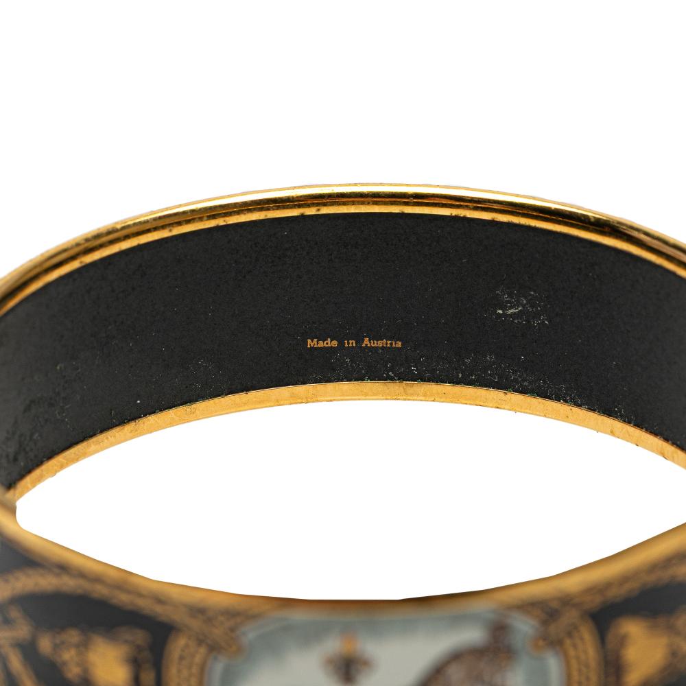 Hermès B Hermès Black with Gold Enamel Other Wide Grand Apparat Horse Bangle France