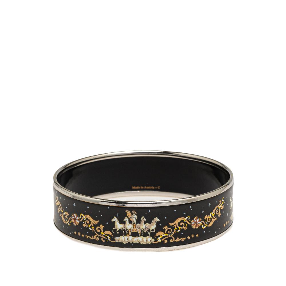 Hermès B Hermès Black Enamel Other Wide Cloisonne Bangle 65 Austria