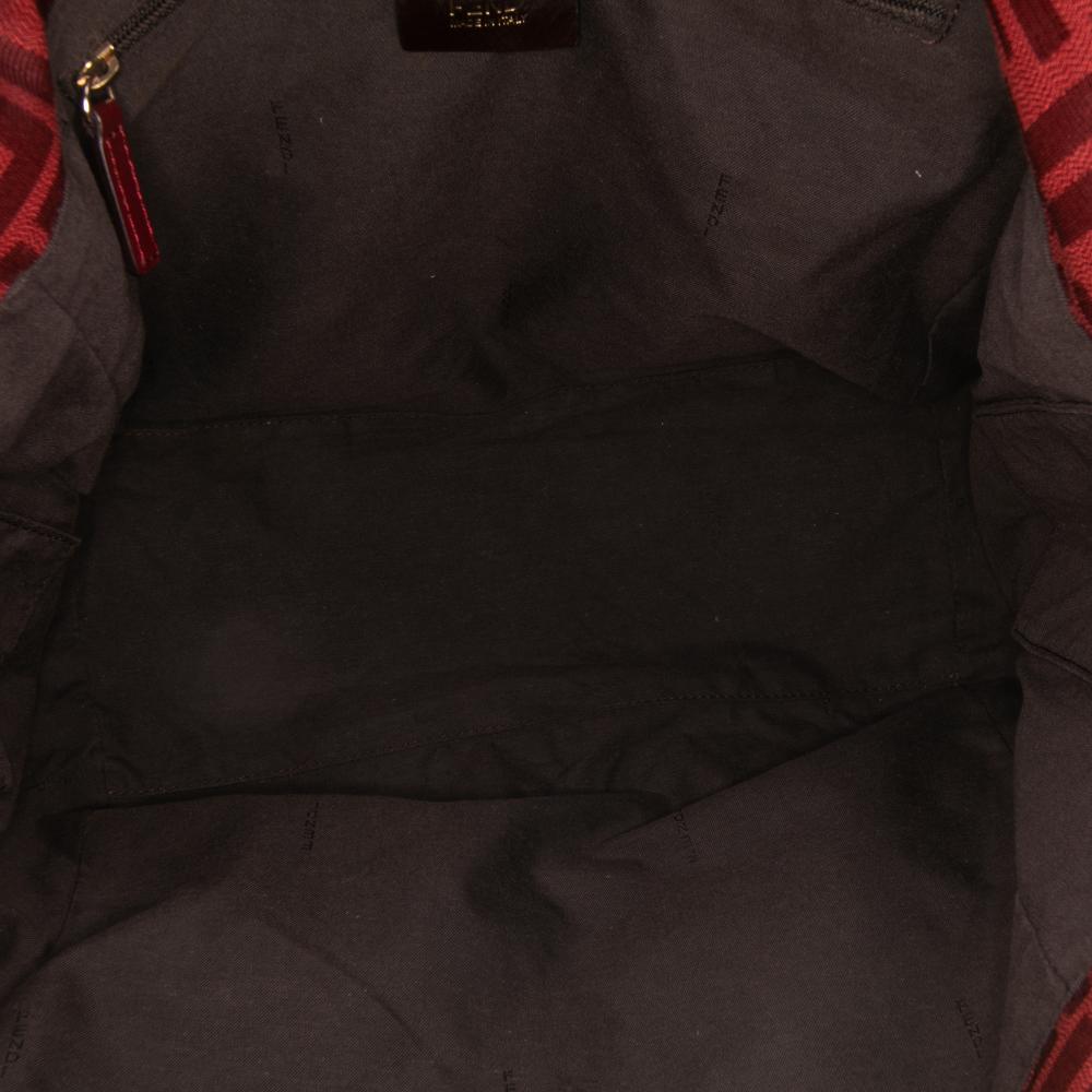 Fendi B Fendi Red Canvas Fabric Large Zucca Chef Tote Italy