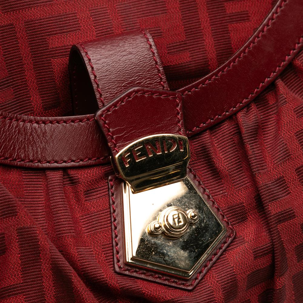 Fendi B Fendi Red Canvas Fabric Large Zucca Chef Tote Italy