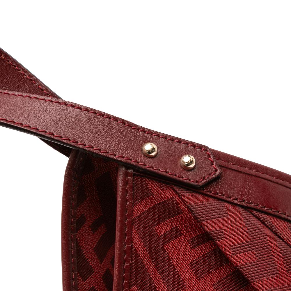 Fendi B Fendi Red Canvas Fabric Large Zucca Chef Tote Italy