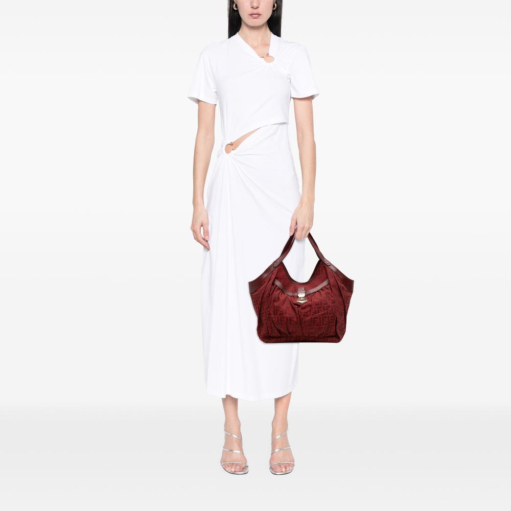 Fendi B Fendi Red Canvas Fabric Large Zucca Chef Tote Italy