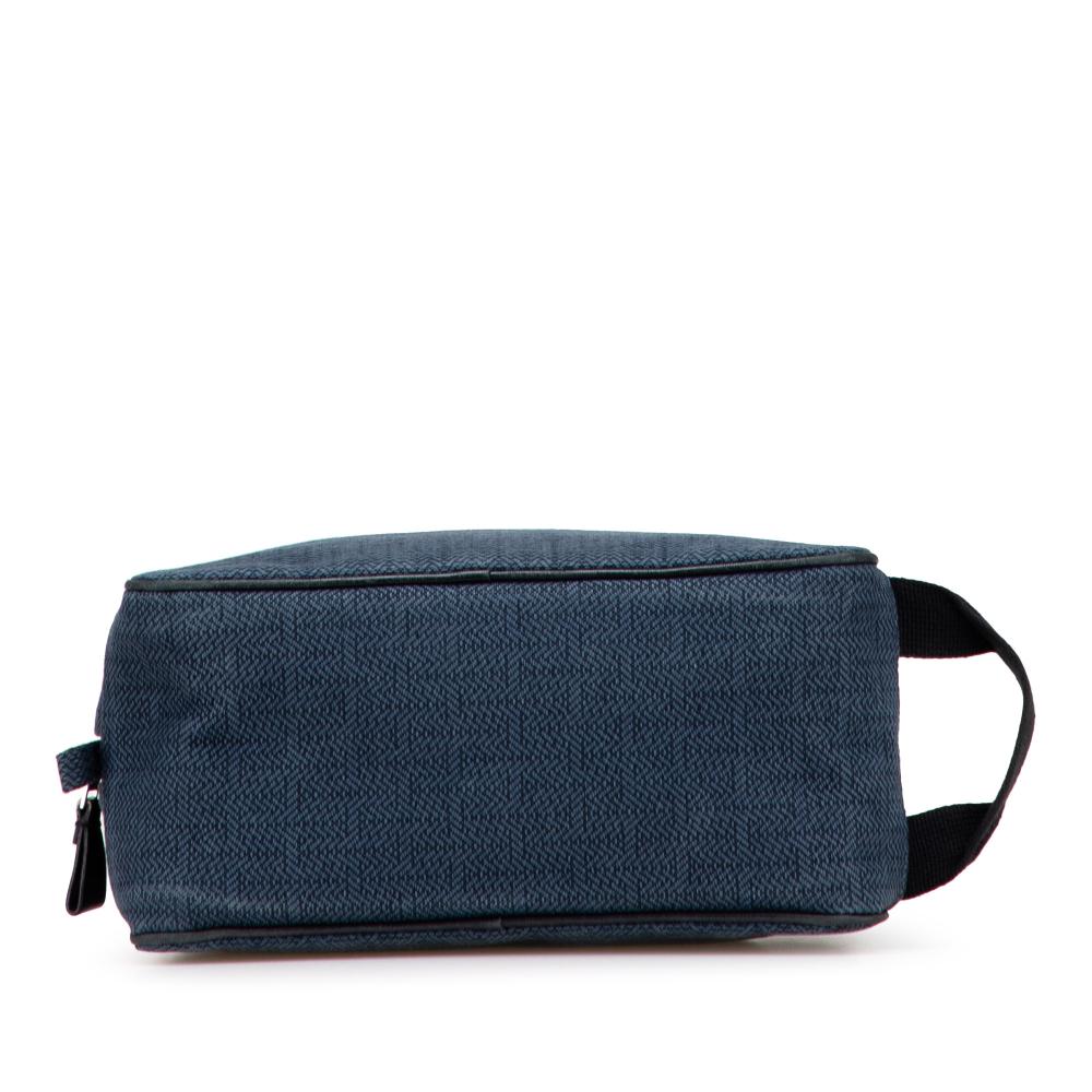 Hermès B Hermès Blue Navy Canvas Fabric Toile Globe Trotter Pouch MM France