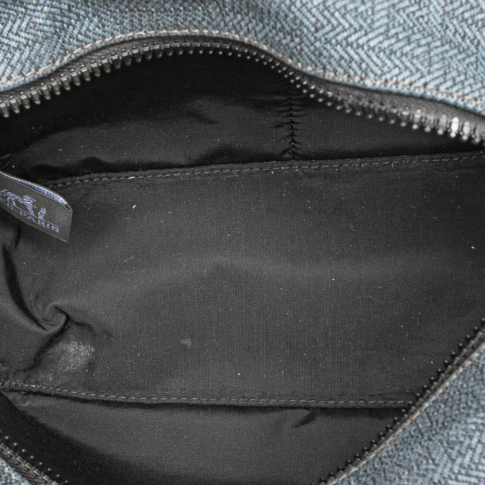 Hermès B Hermès Blue Navy Canvas Fabric Toile Globe Trotter Pouch MM France