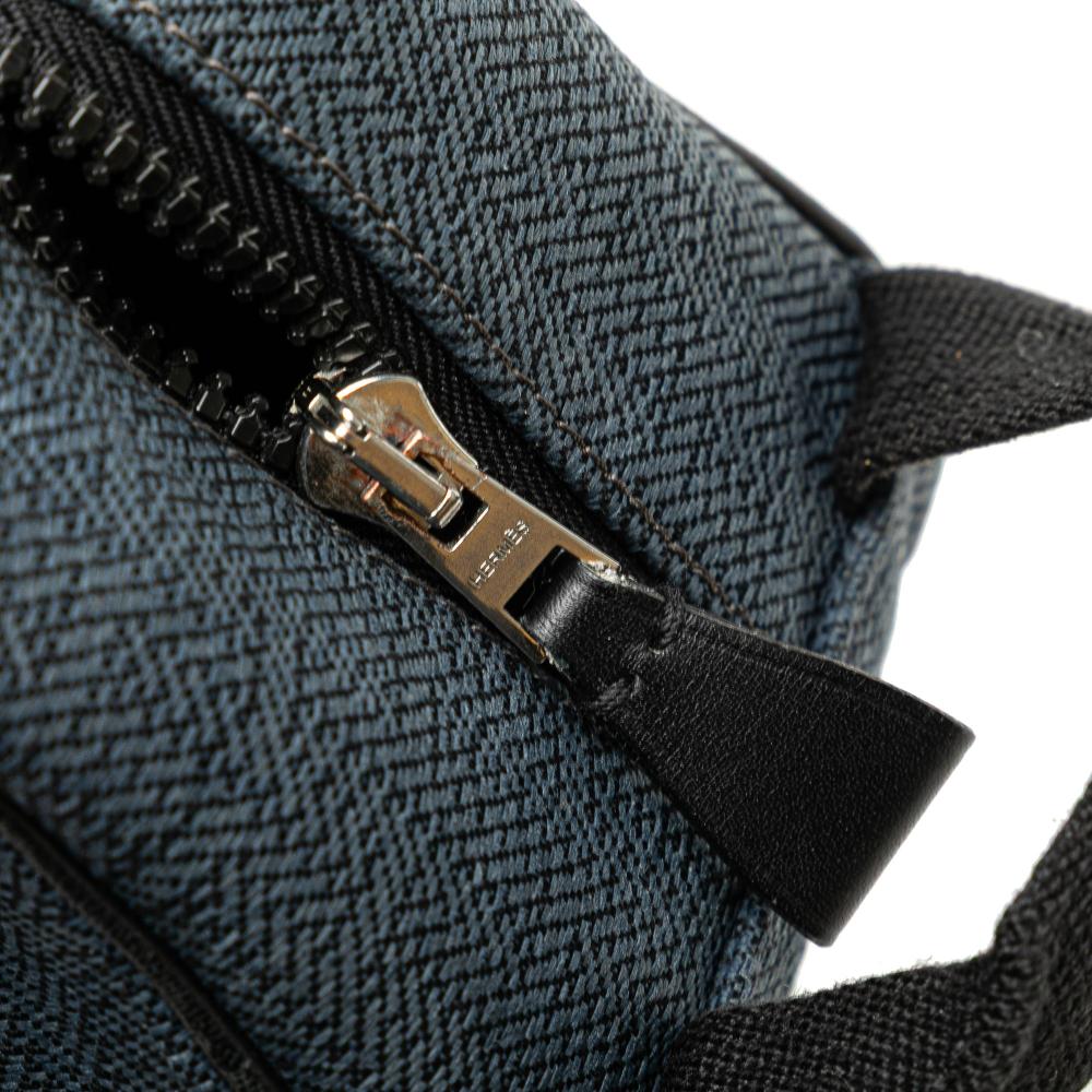 Hermès B Hermès Blue Navy Canvas Fabric Toile Globe Trotter Pouch MM France