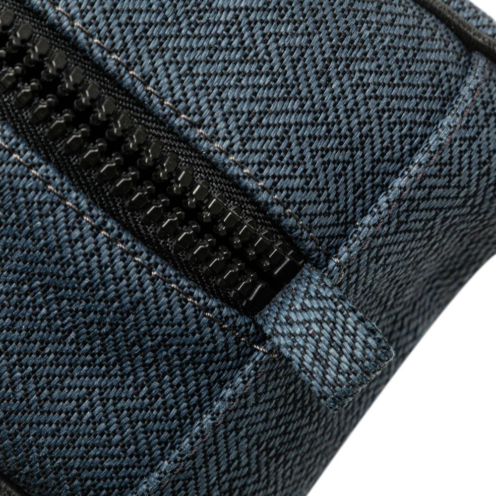 Hermès B Hermès Blue Navy Canvas Fabric Toile Globe Trotter Pouch MM France