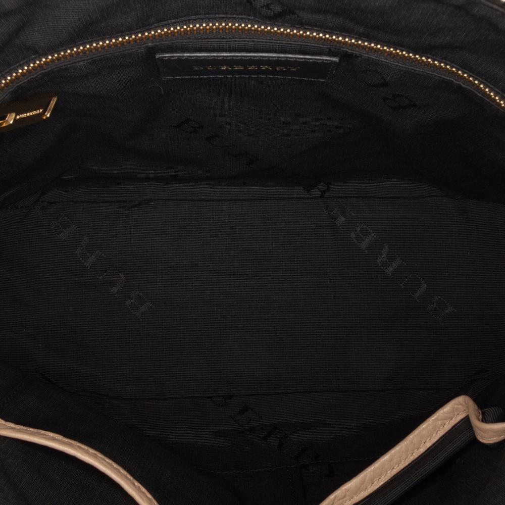 Burberry B Burberry Brown Nude Calf Leather Medium Heritage Grain Check Embossed Orchard Bowling Bag Romania