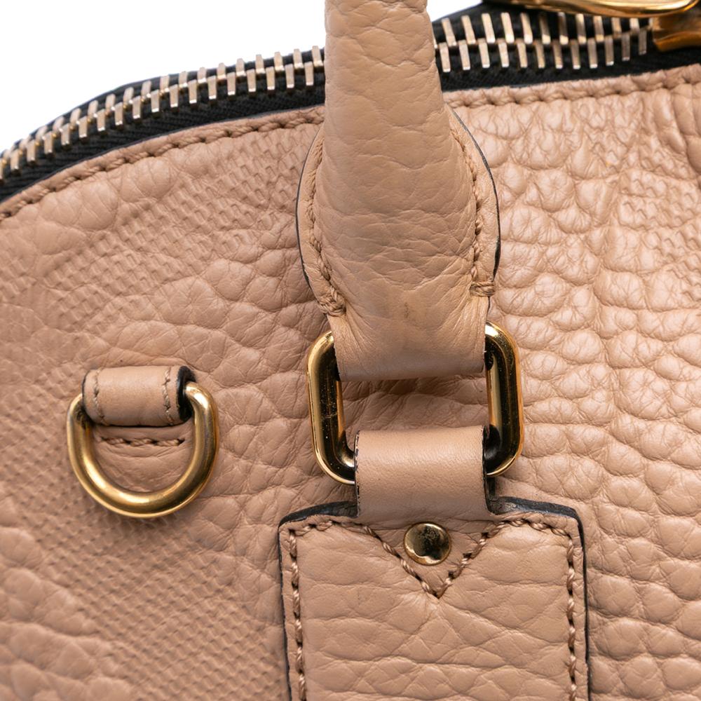 Burberry B Burberry Brown Nude Calf Leather Medium Heritage Grain Check Embossed Orchard Bowling Bag Romania