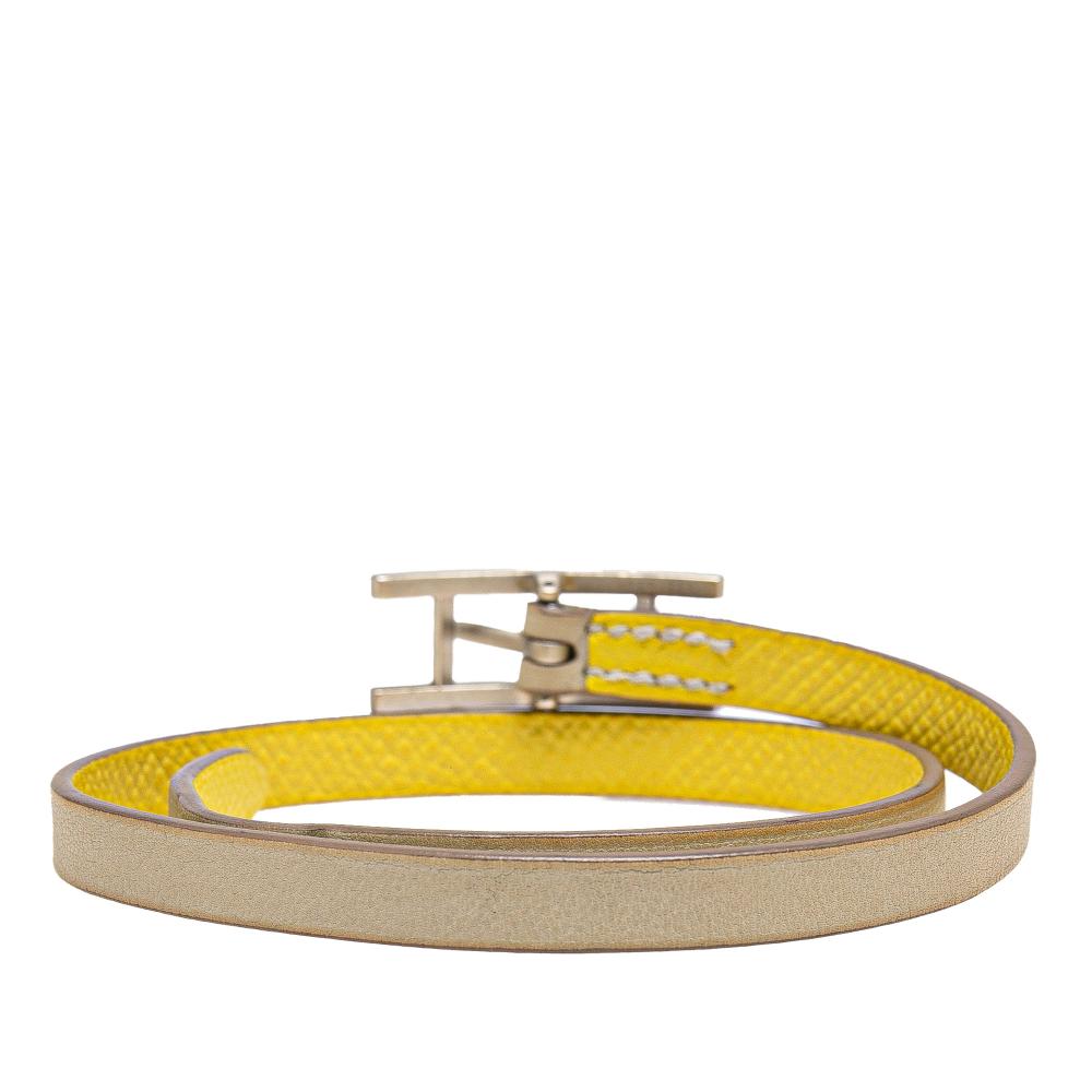 Hermès B Hermès Gold Light Gold Calf Leather Behapi Double Tour Bracelet M France