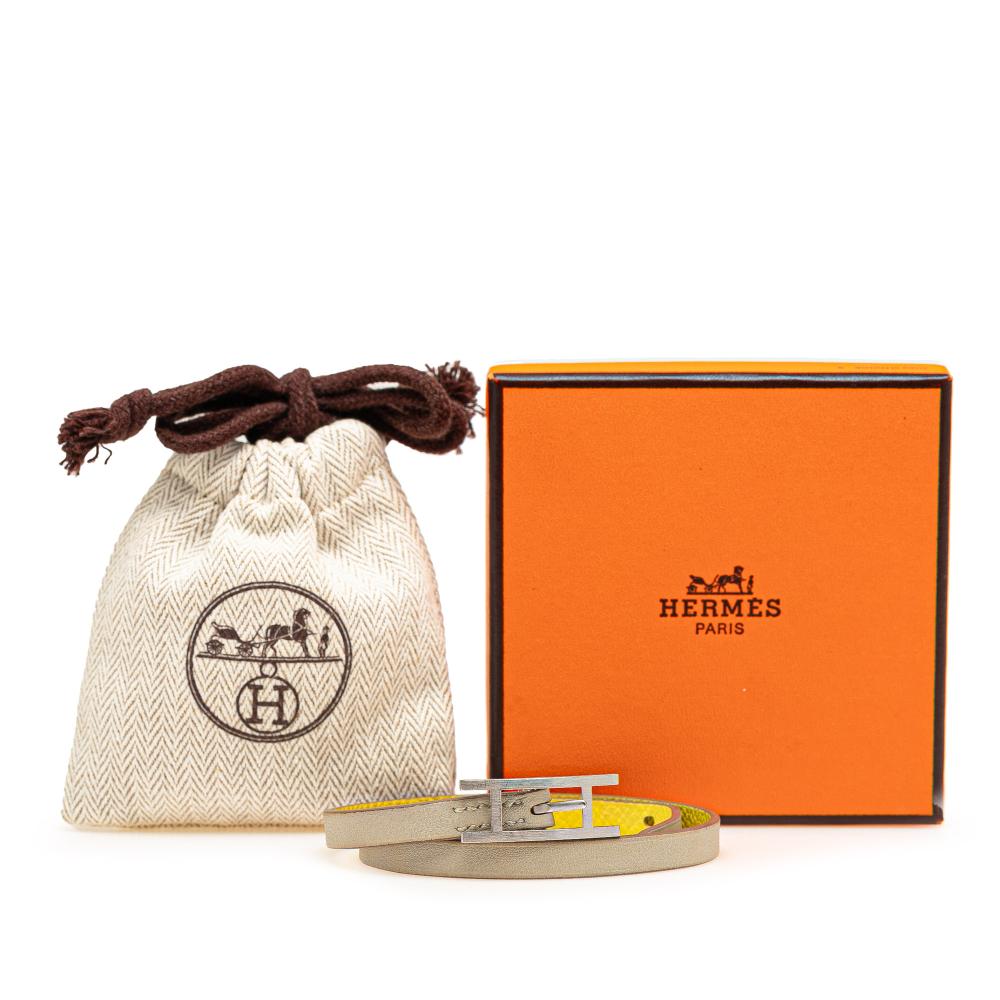 Hermès B Hermès Gold Light Gold Calf Leather Behapi Double Tour Bracelet M France