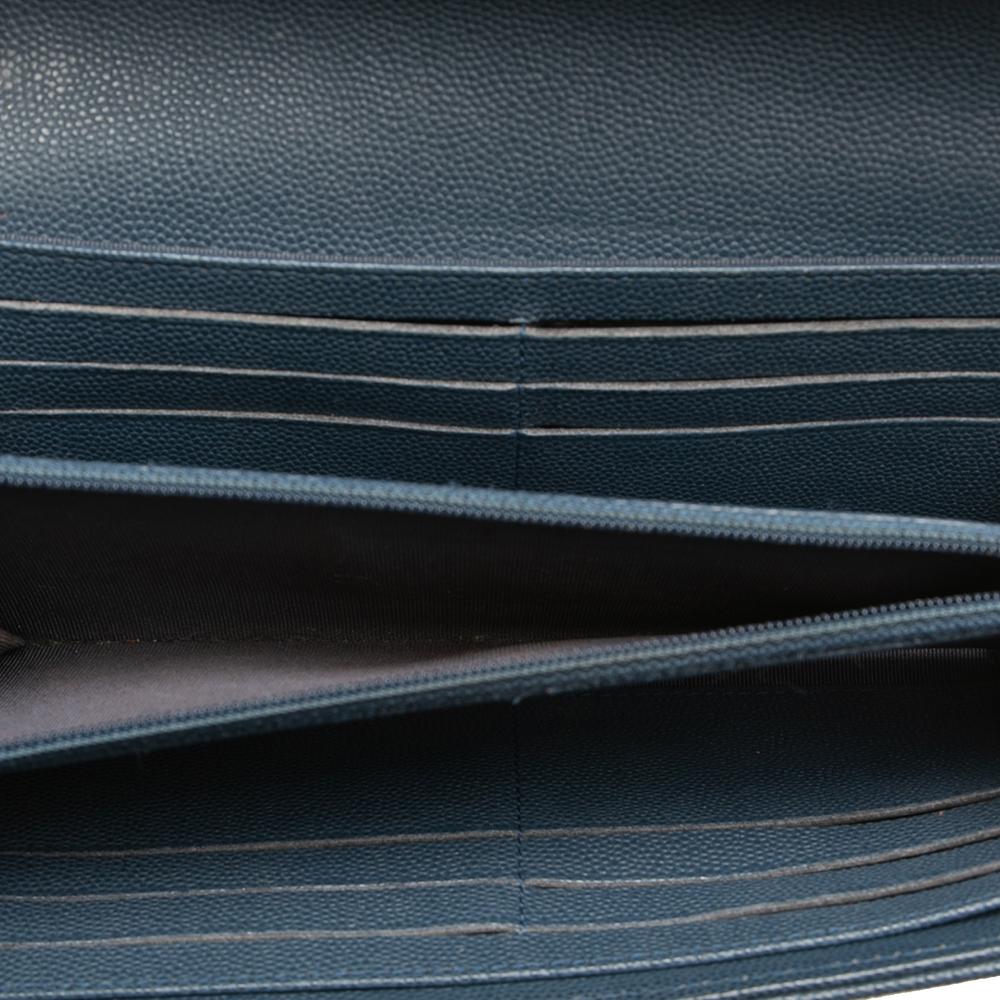 Chanel B Chanel Blue Caviar Leather Leather CC Quilted Caviar Classic Flap Wallet Spain