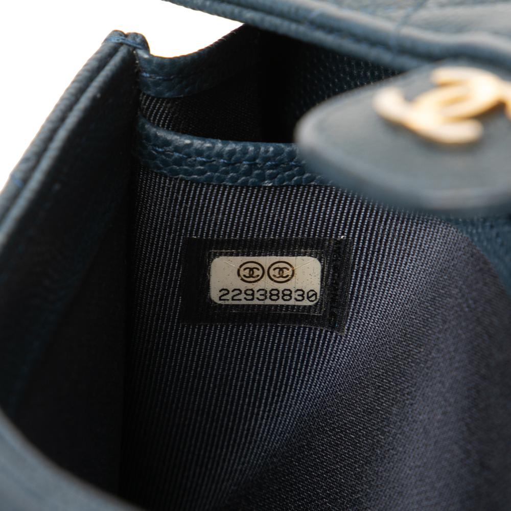 Chanel B Chanel Blue Caviar Leather Leather CC Quilted Caviar Classic Flap Wallet Spain