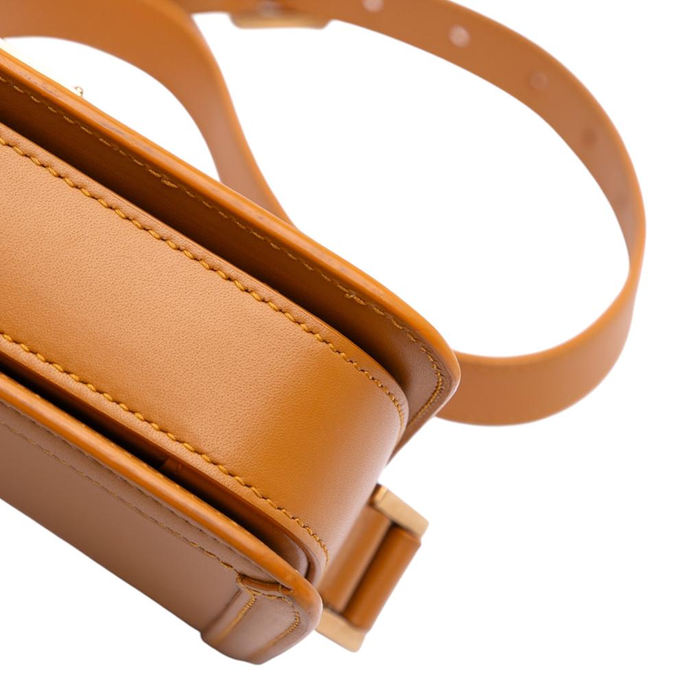 Saint Laurent AB Saint Laurent Brown Calf Leather Small skin Solferino Satchel In Box Italy